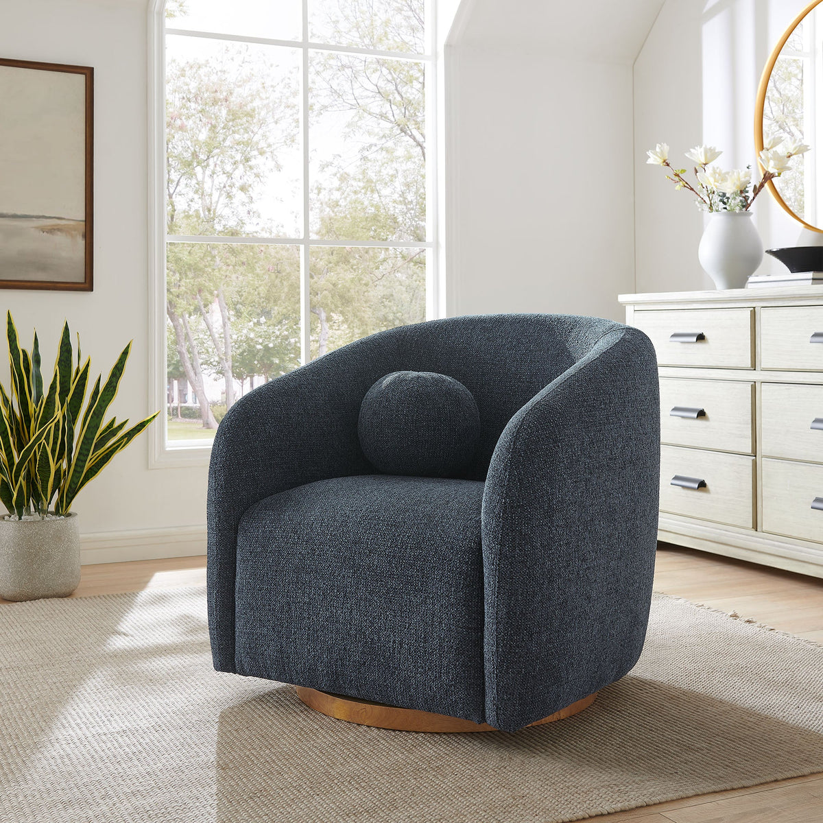 Chennie Fabric Armchair, Navy