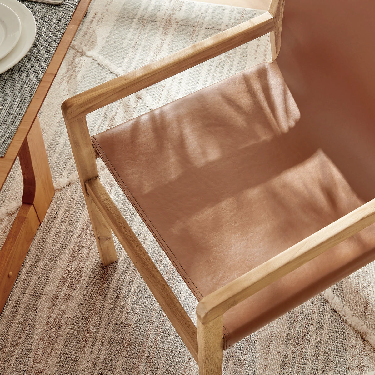 Sono Leather Dining Chair in Chestnut Tan