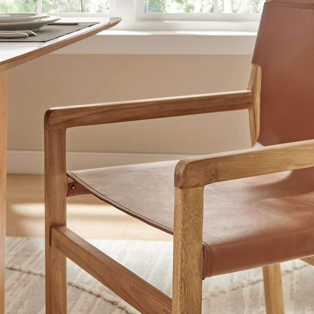 Sono Leather Dining Chair in Chestnut Tan