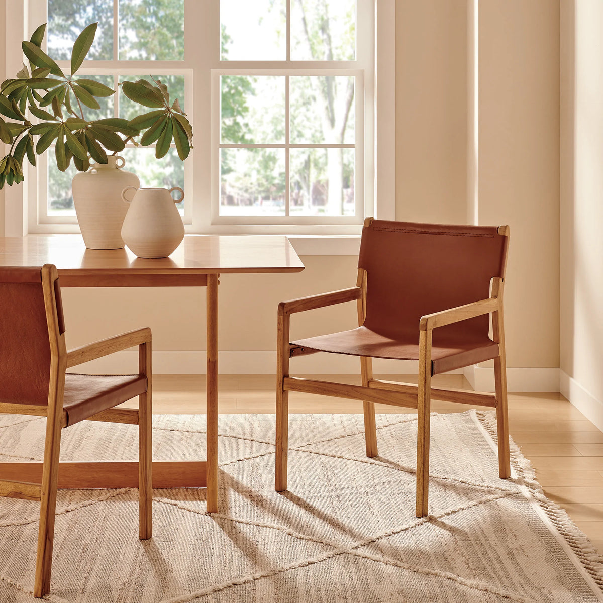 Sono Leather Dining Chair in Chestnut Tan