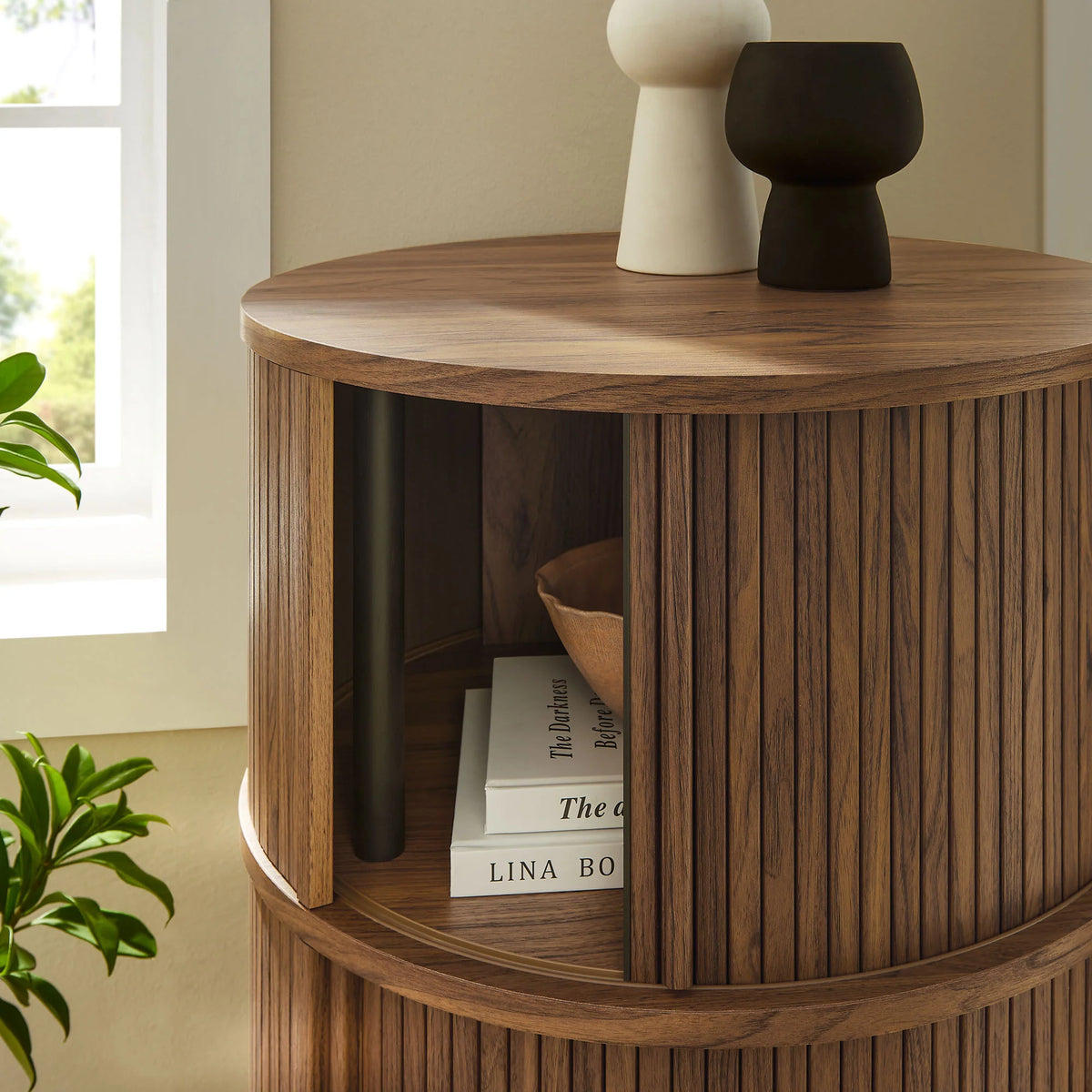 Clemente Pedestal Stand Storage Table