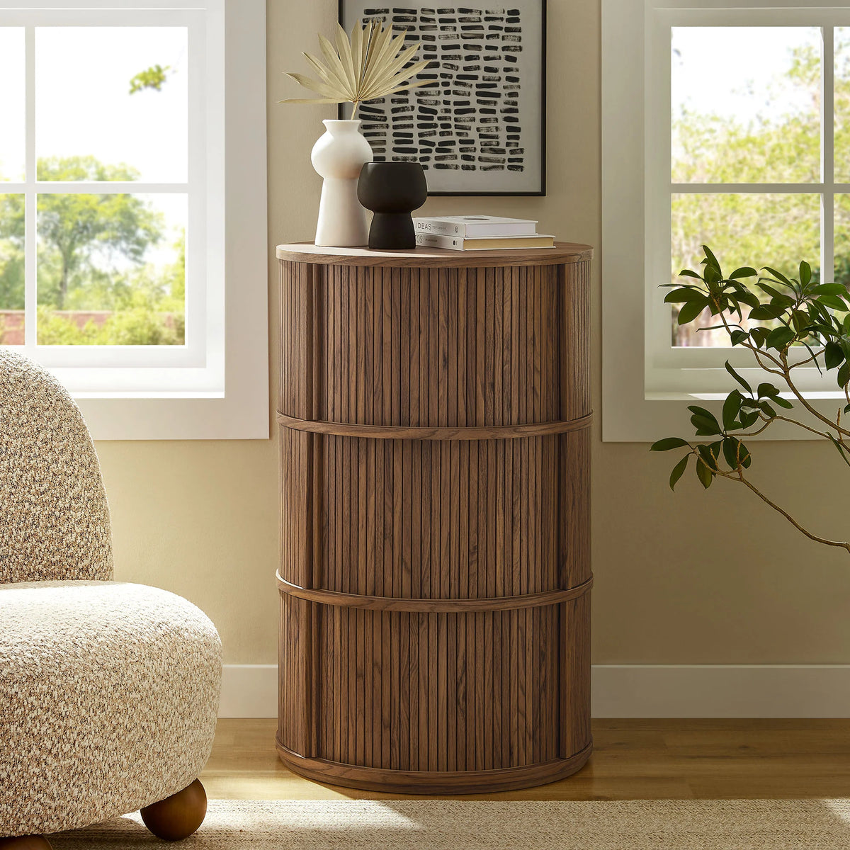 Clemente Pedestal Stand Storage Table