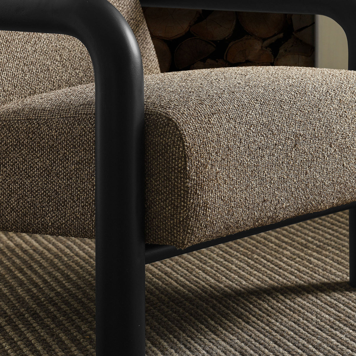 Serene Boucle Accent Chair in Earth Black