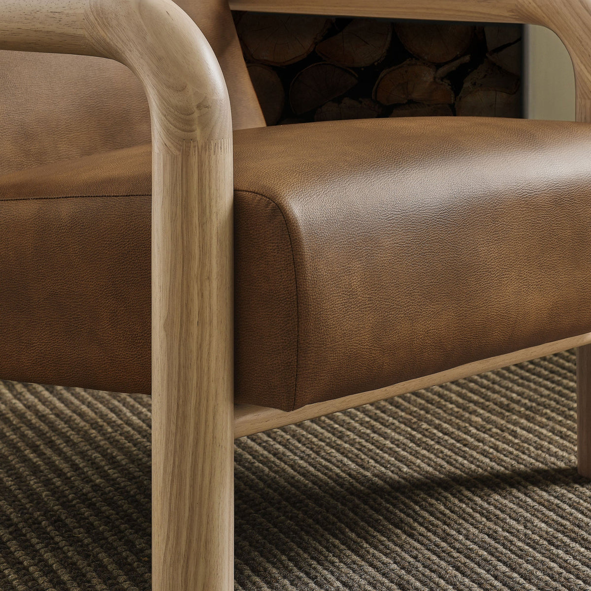 Serene Vegan Leather Accent Chair in Canyon Oak