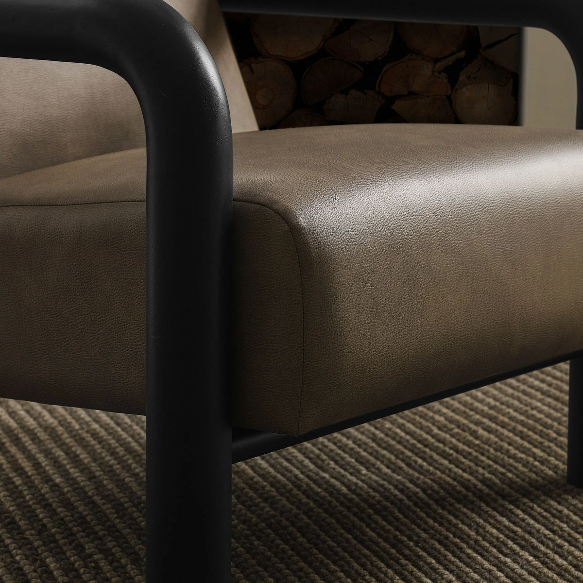 Serene Vegan Leather Accent Chair in Mushroom Black