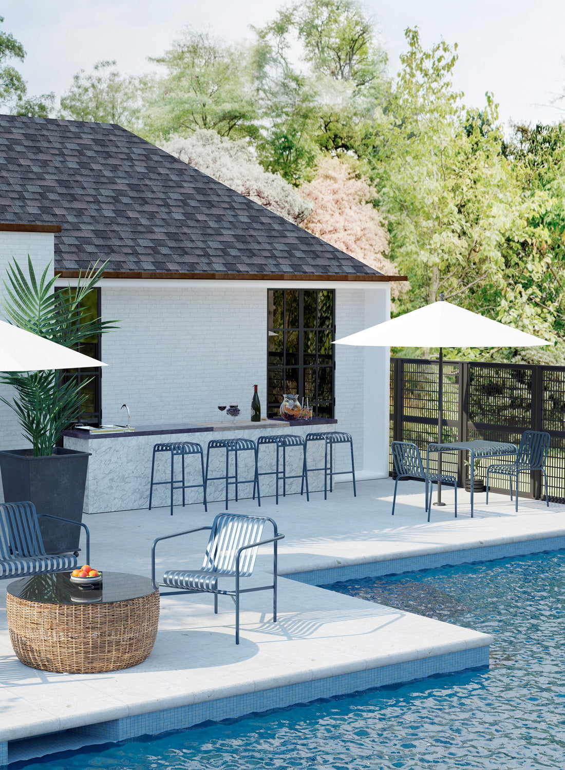 Elara Outdoor Chair, dark blue (set of 2)