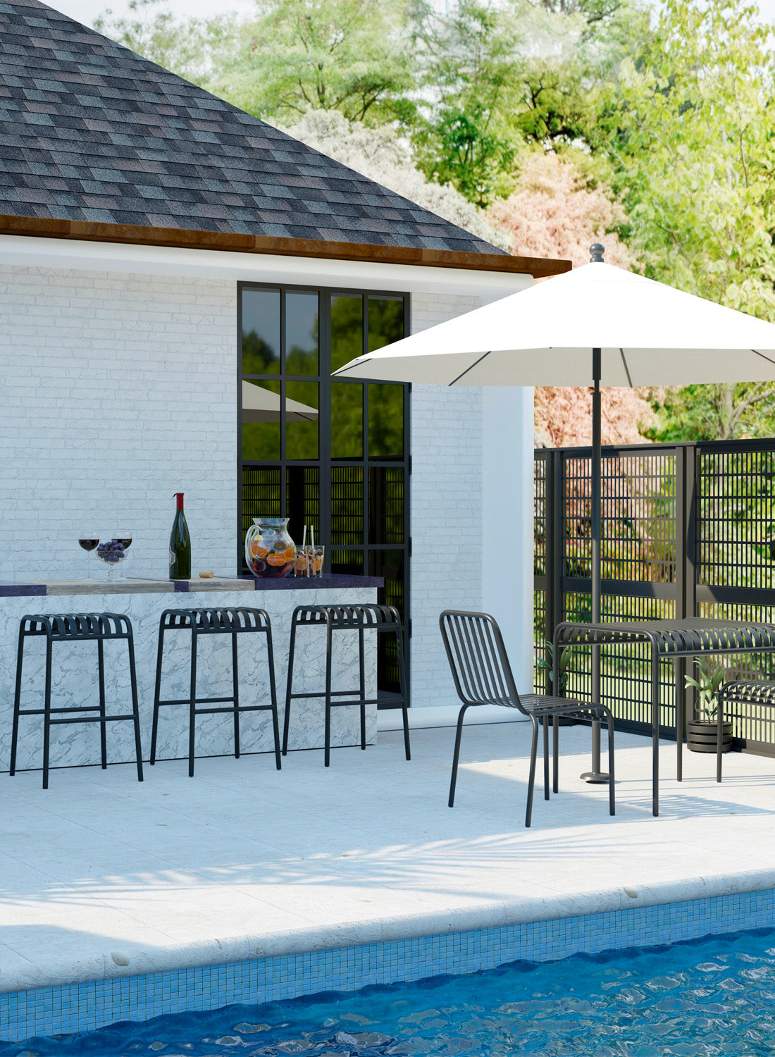 Elara Outdoor Bar Stool, black (set of 2)