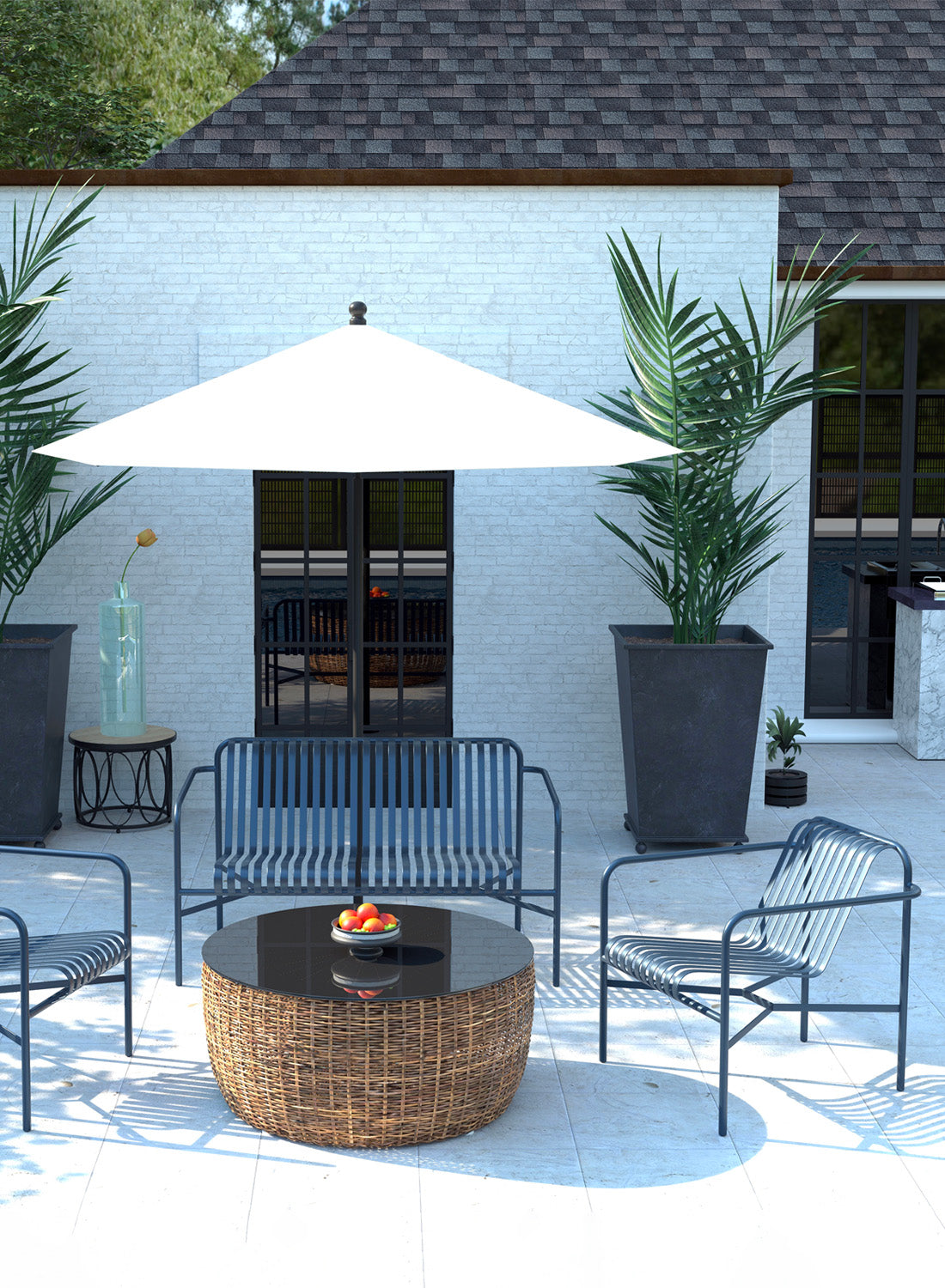 Elara Outdoor Lounge Chair, dark blue