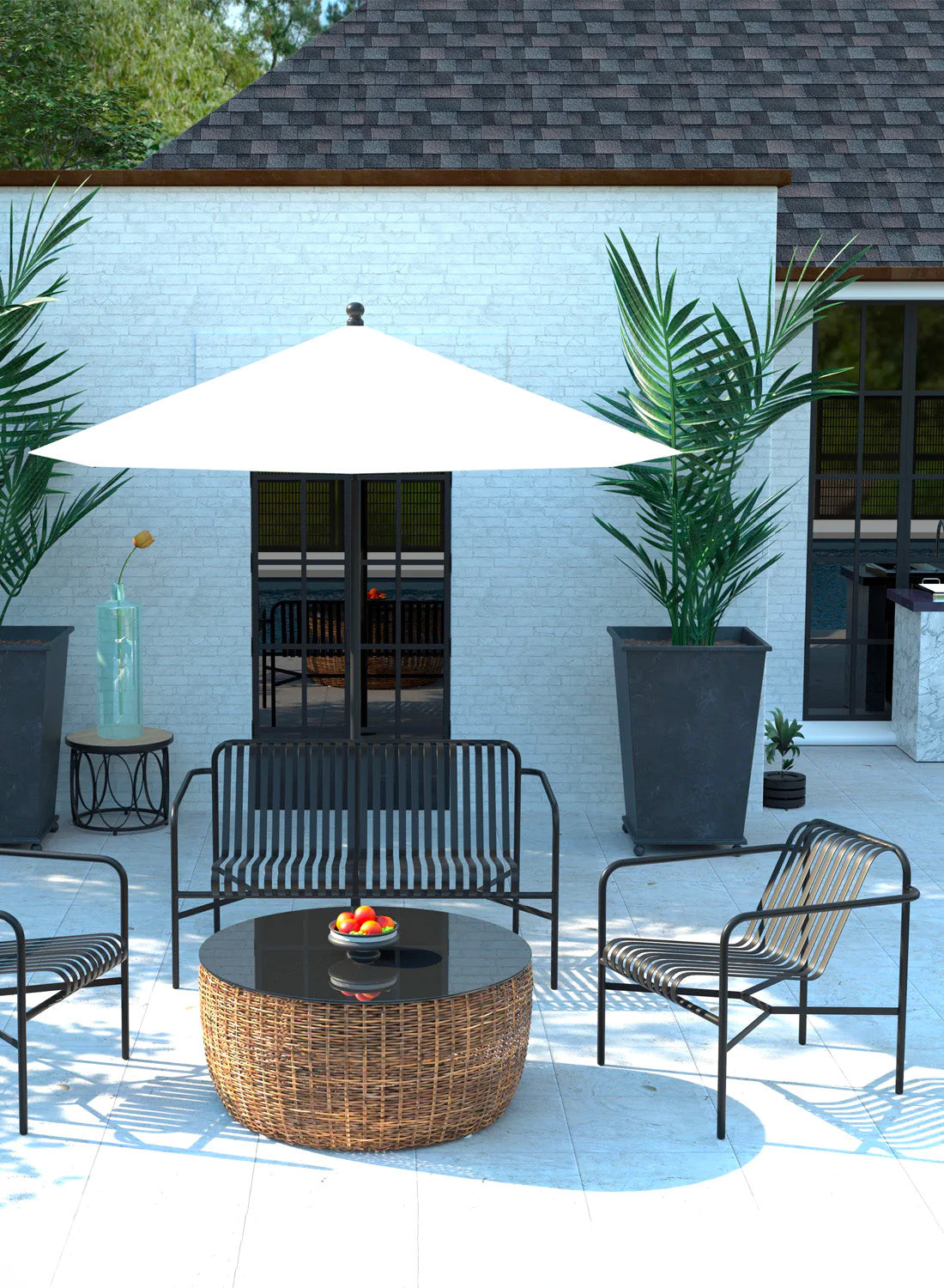 Elara Outdoor Loveseat, black