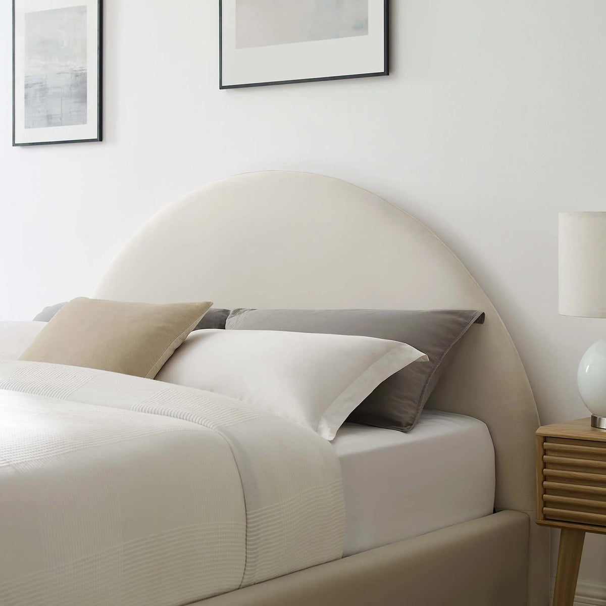 Alloy Velvet Queen Bed, Cream
