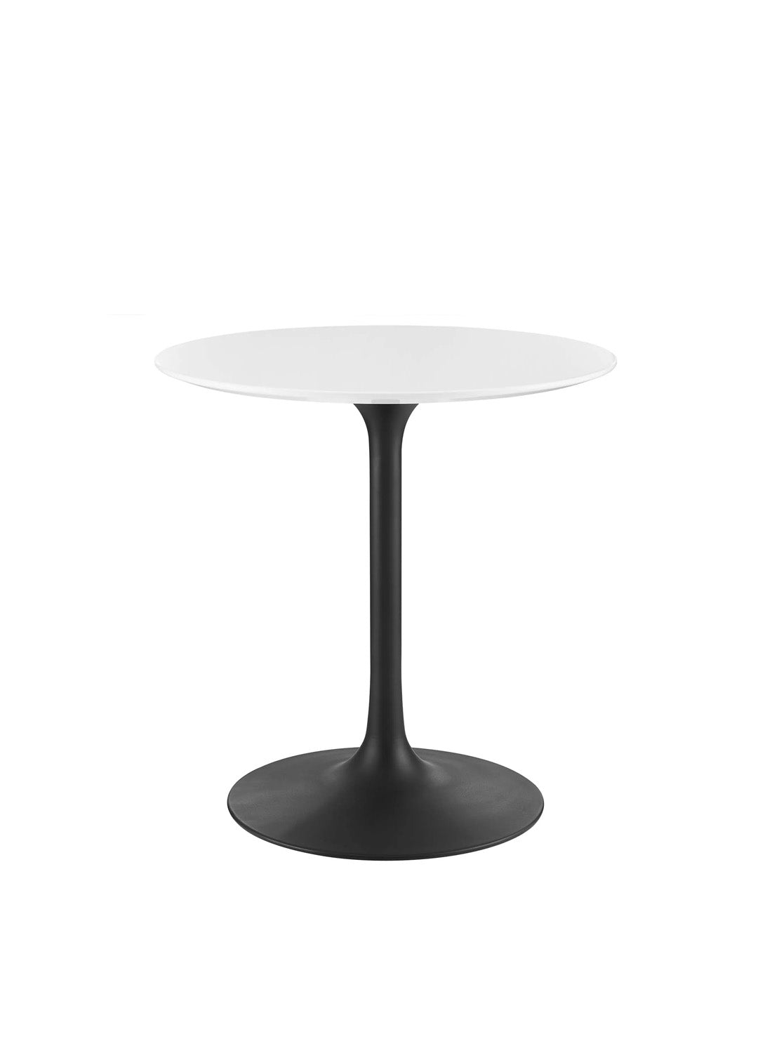 Lily 28" Round White Dining Table, black base