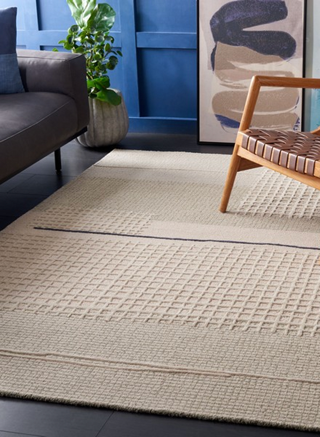 Neutral Grid Rug