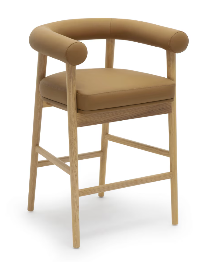 Para Vegan Leather Counter Stool, Cognac