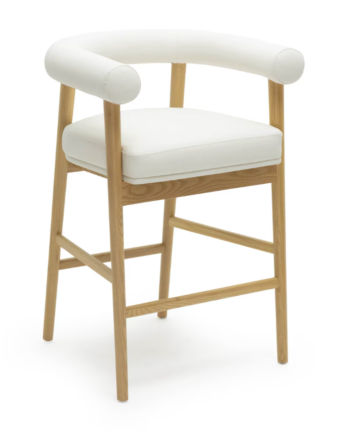 Para Vegan Leather Counter Stool, White