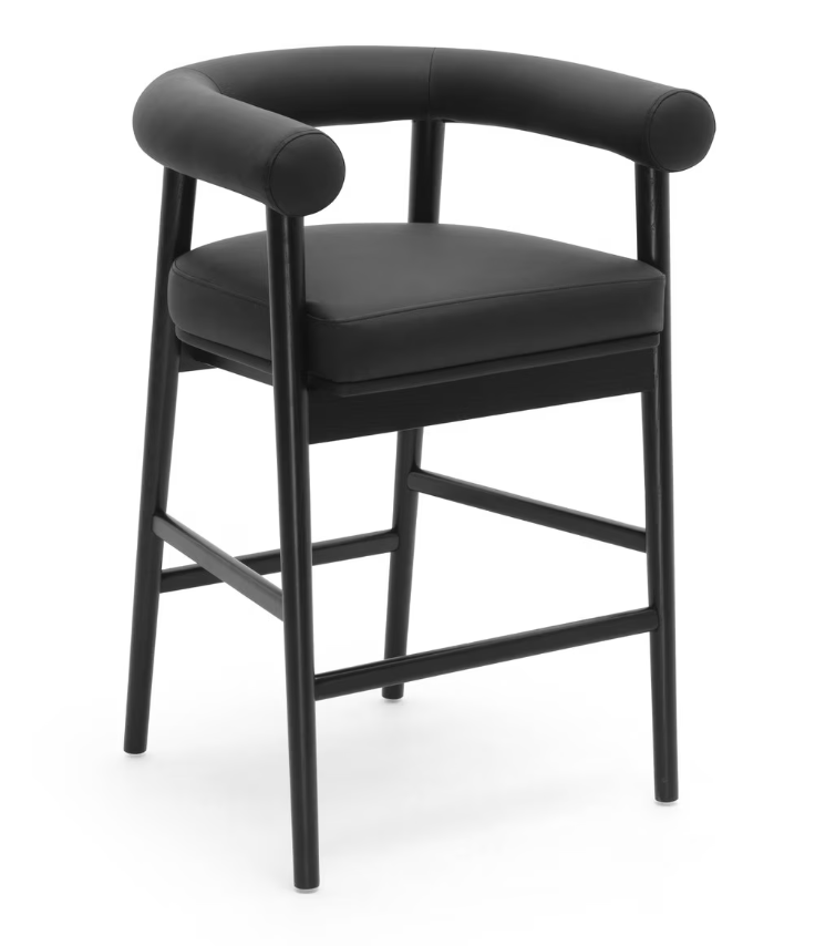 Para Vegan Leather Counter Stool, Black