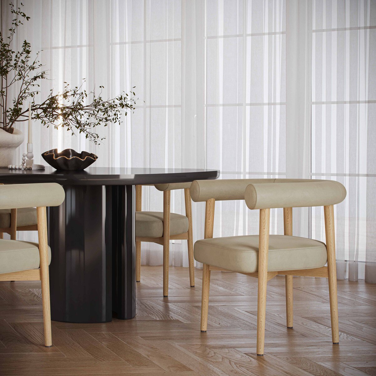 Para Vegan Leather Dining Chair, Taupe
