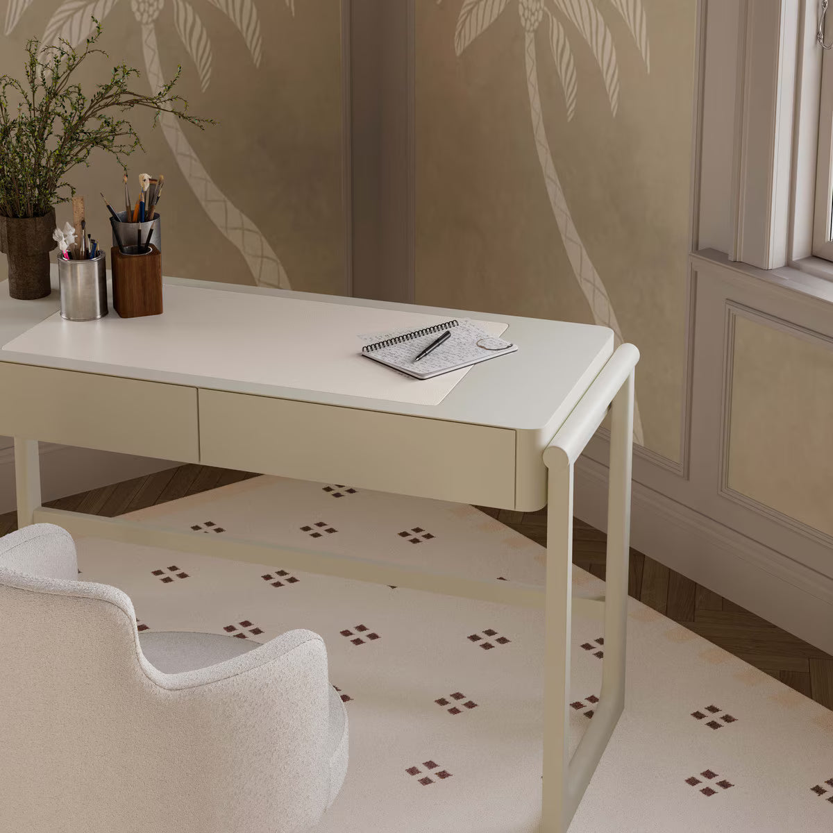 Alfa Taupe Drawer Desk