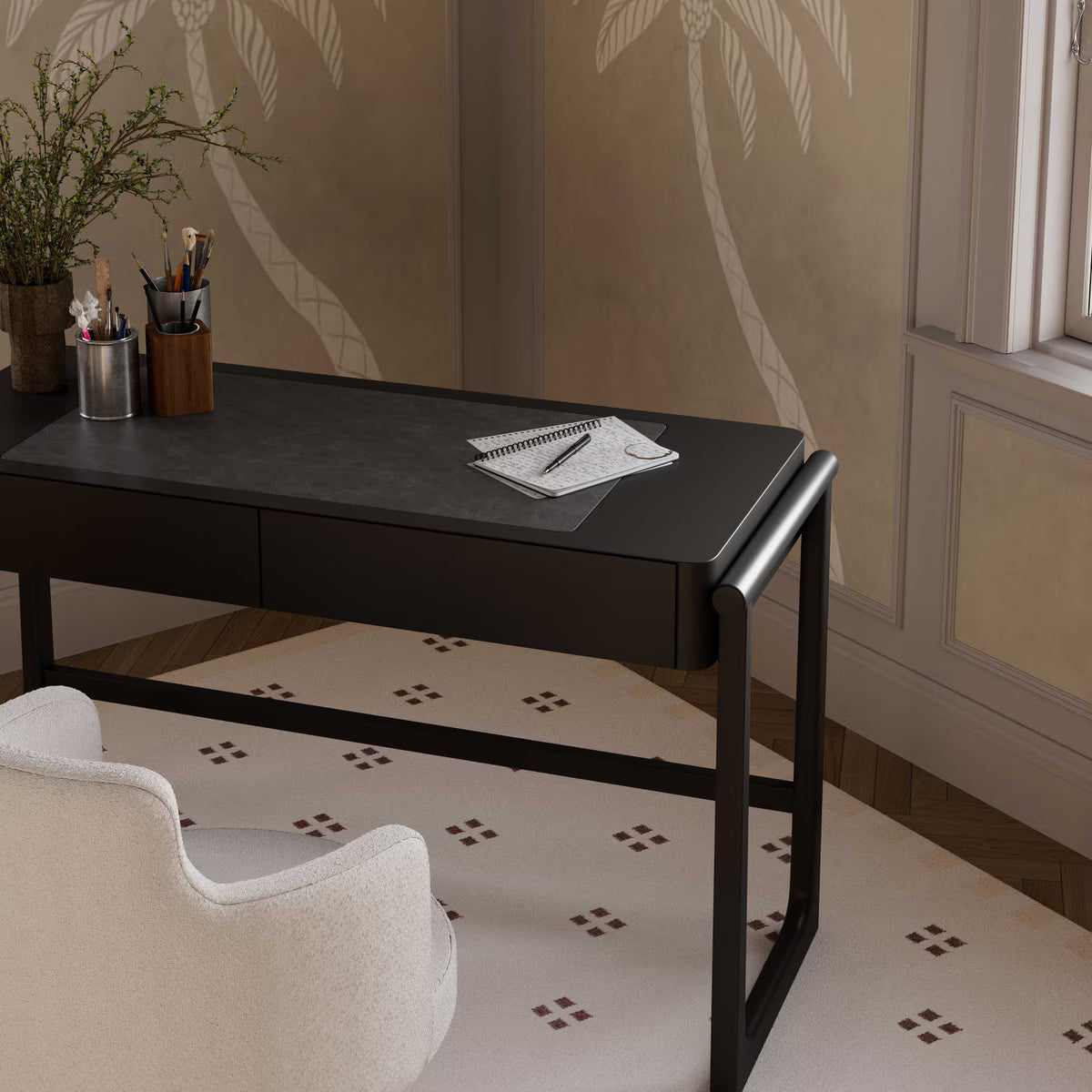 Alfa Black Drawer Desk