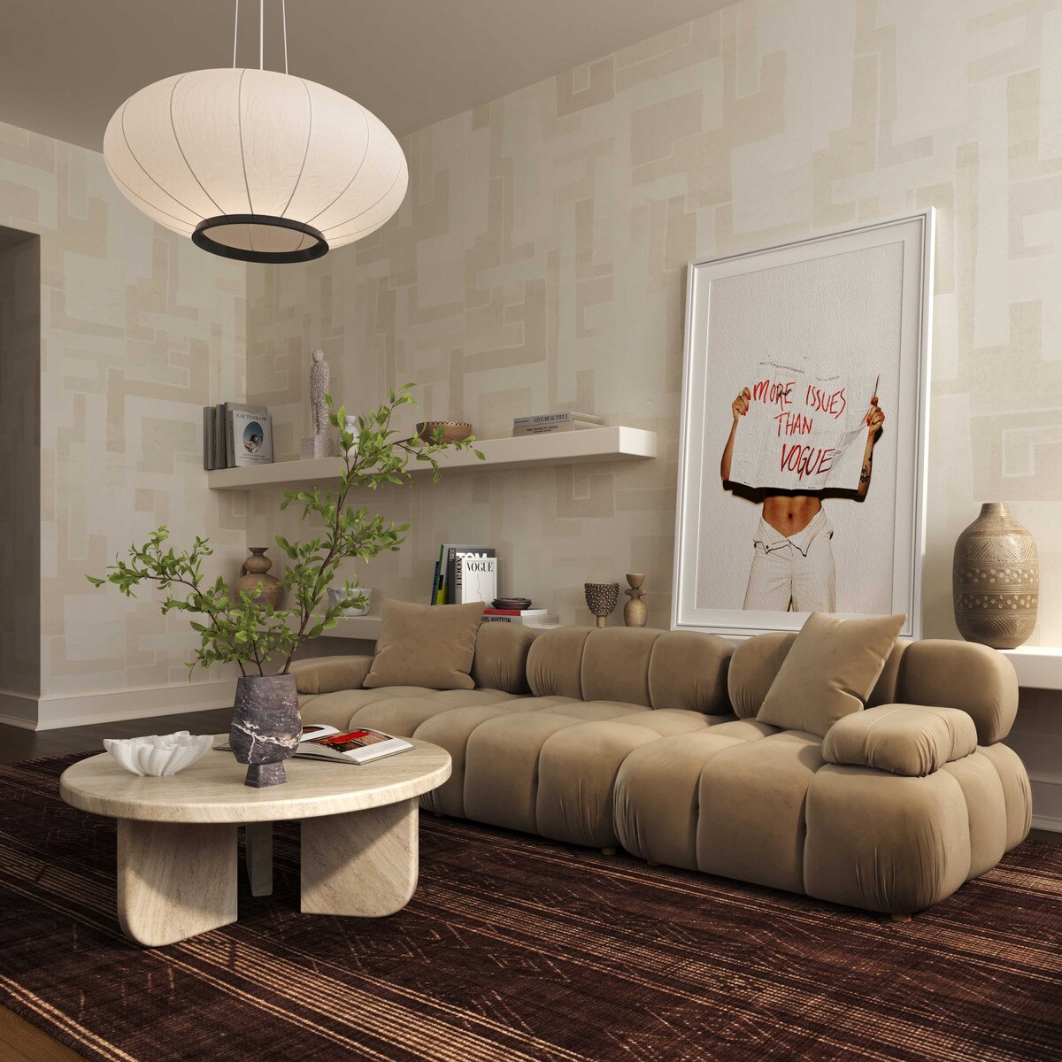 Huggy Cafe Au Lait Velvet Loveseat