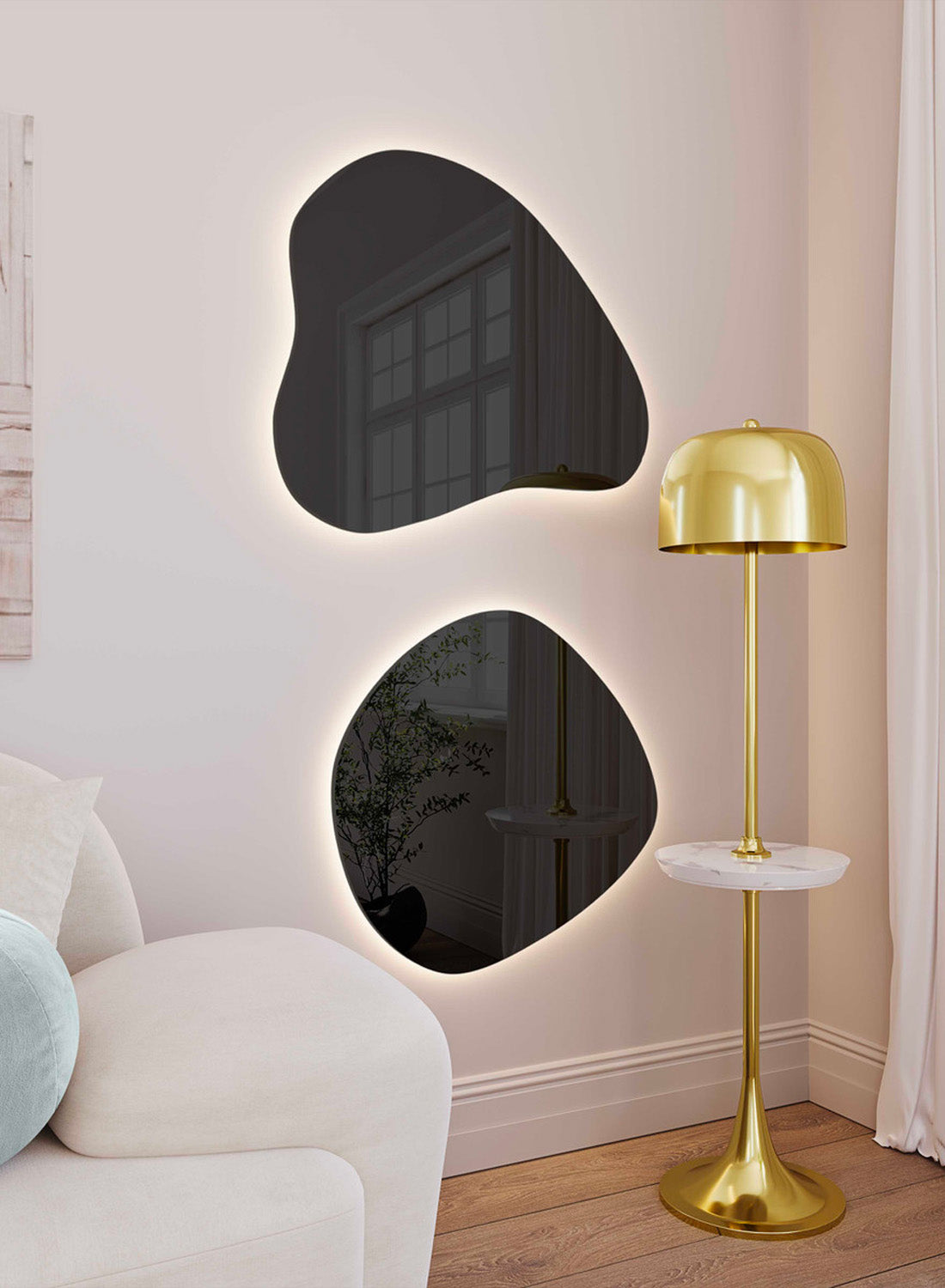 Aurora Teardrop Wall Mirror, black