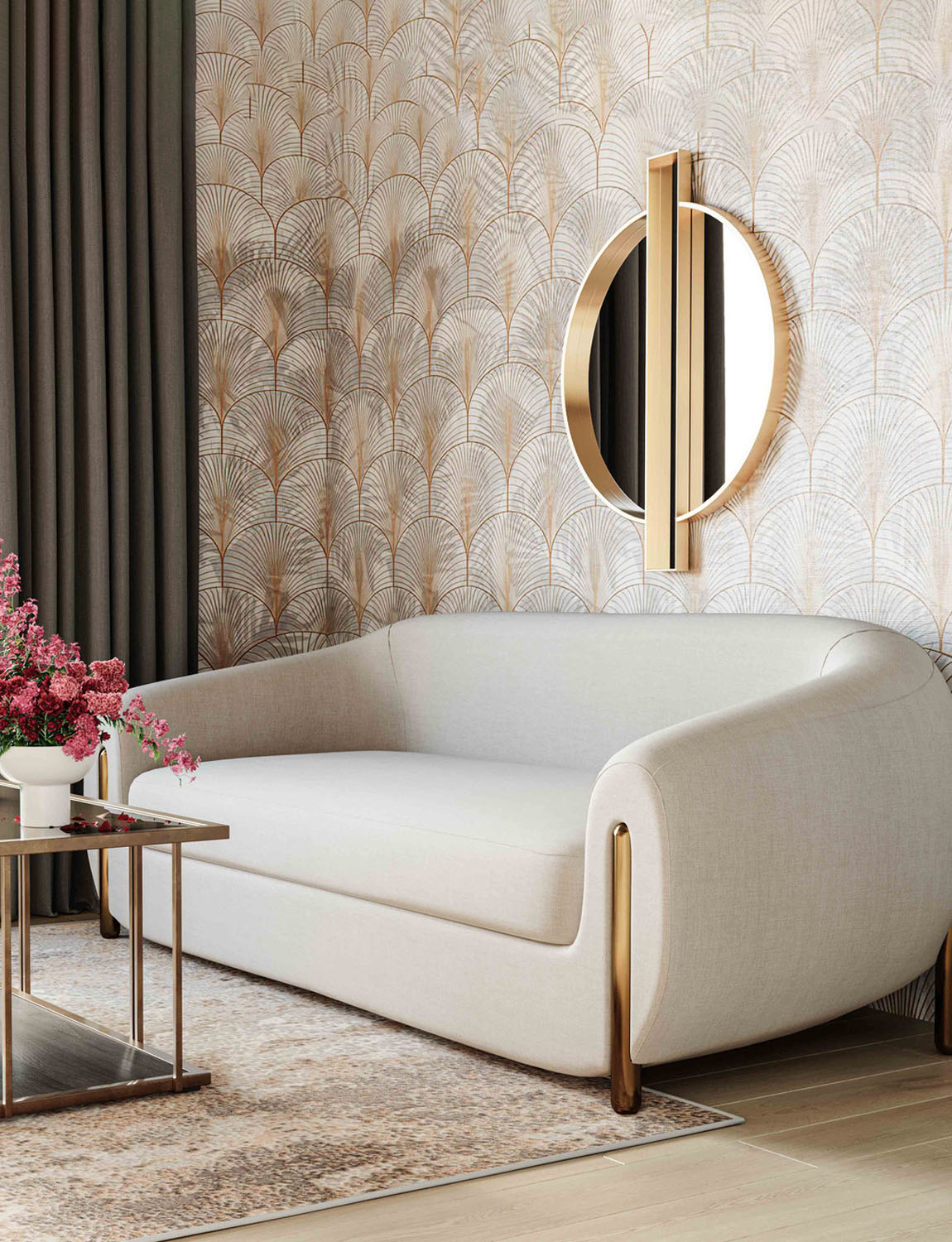 Rani Cream Textured Fabric Sofa