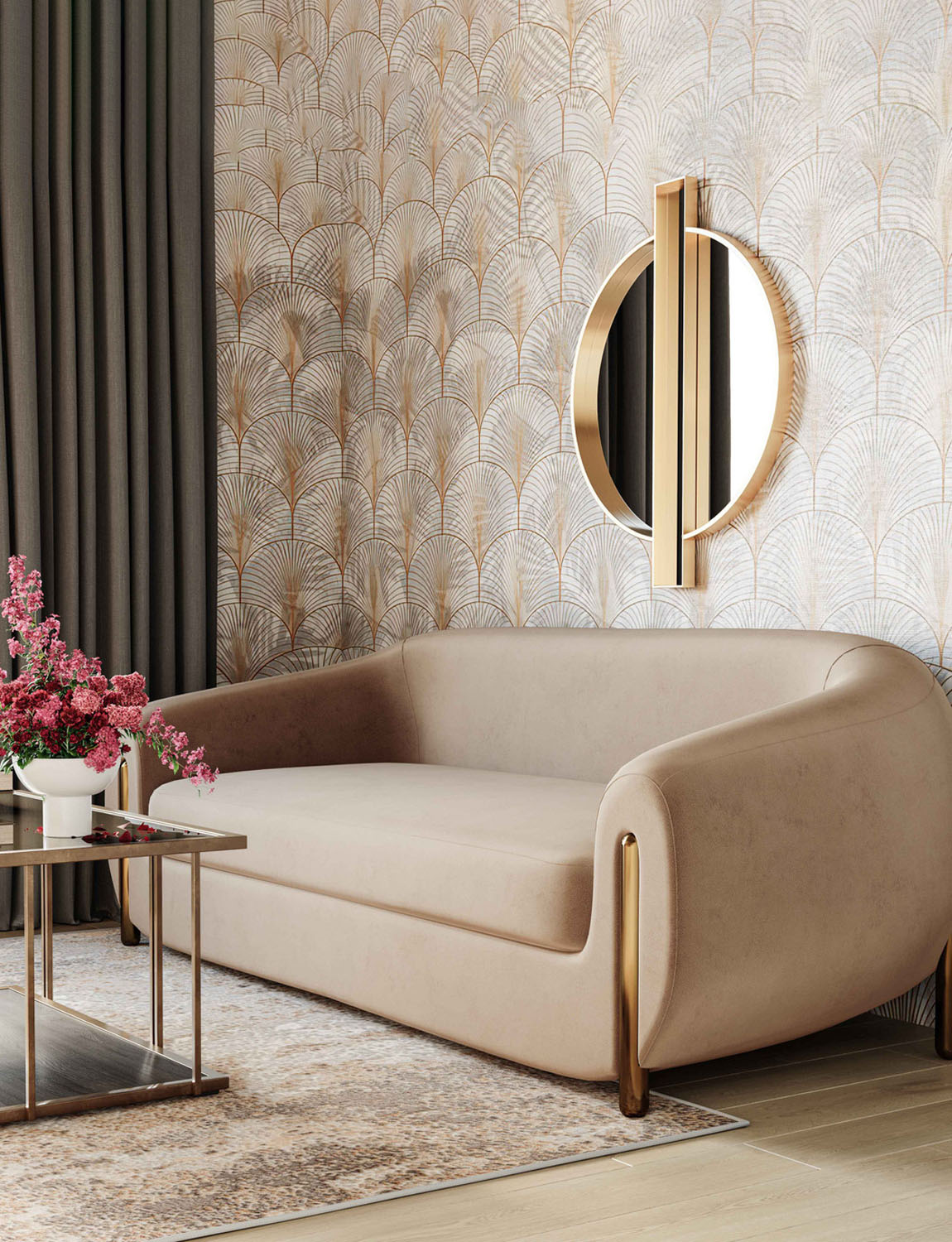 Rani Latte Brown Velvet Sofa