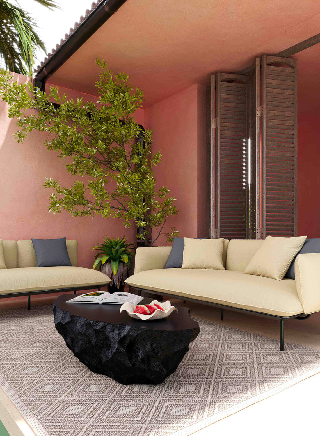 Kari Beige Outdoor Loveseat
