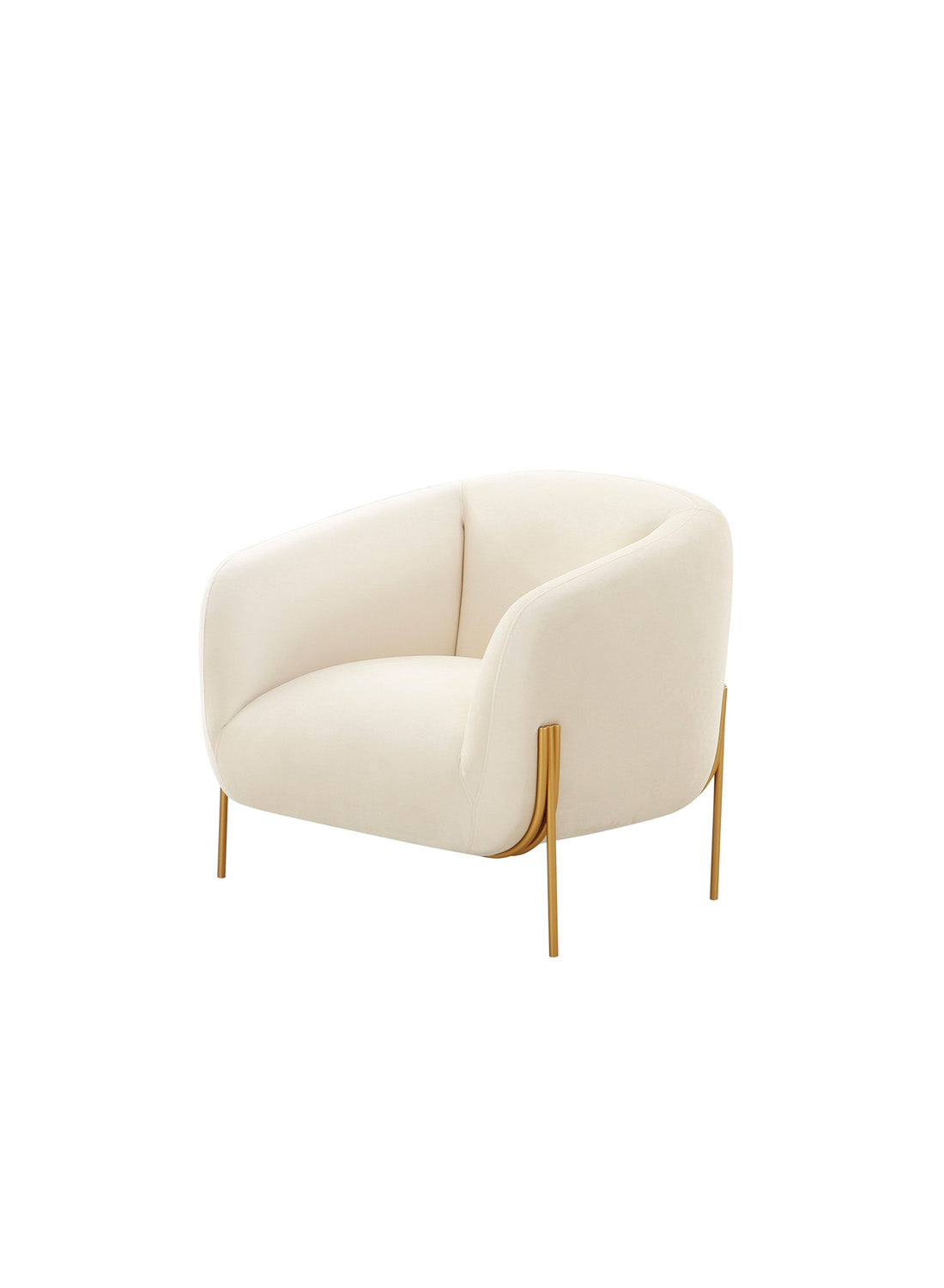 Kandria Velvet Accent Chair, Cream