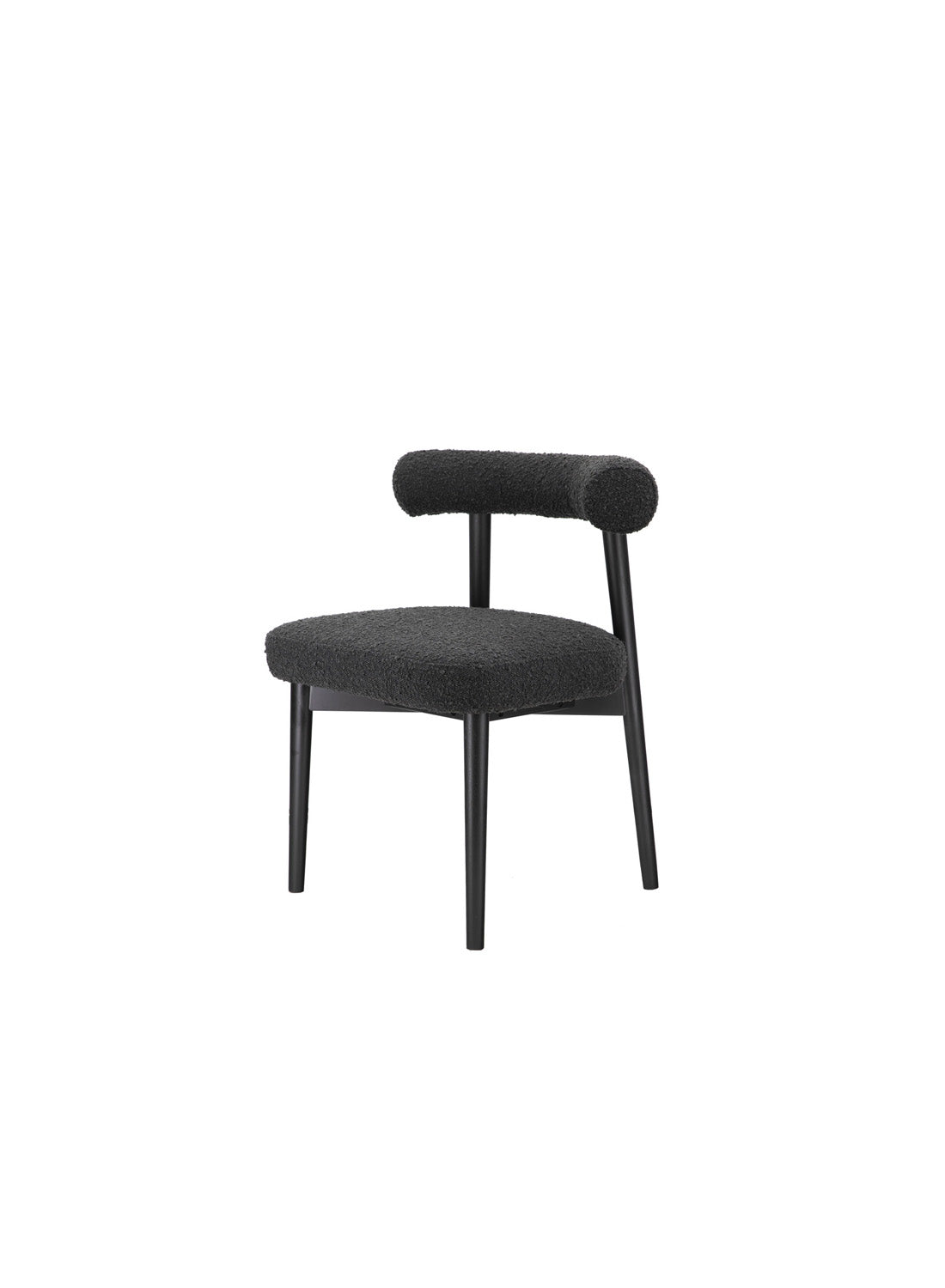 Almond Boucle Side Chair, Black