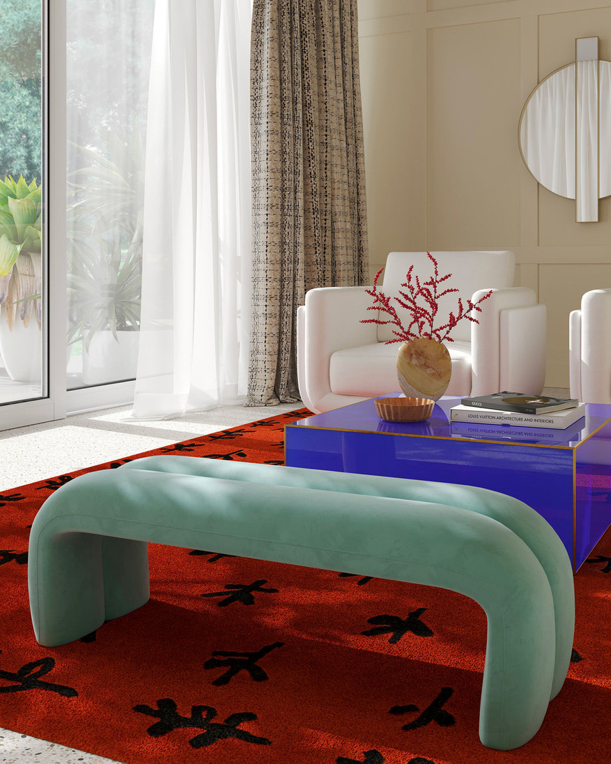 Lila Velvet Bench, green