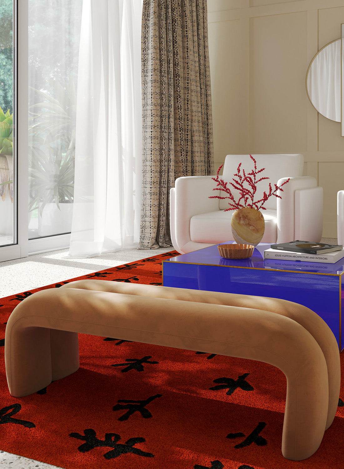 Lila Velvet Bench, taupe