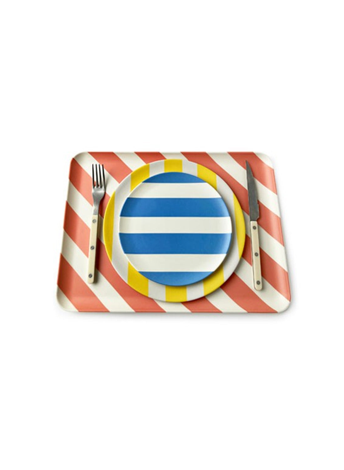 Xenia Taler Bamboo Large Tray in Red Stripe