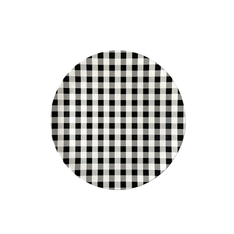 Xenia Taler Black Gingham Dinner Plate 10"