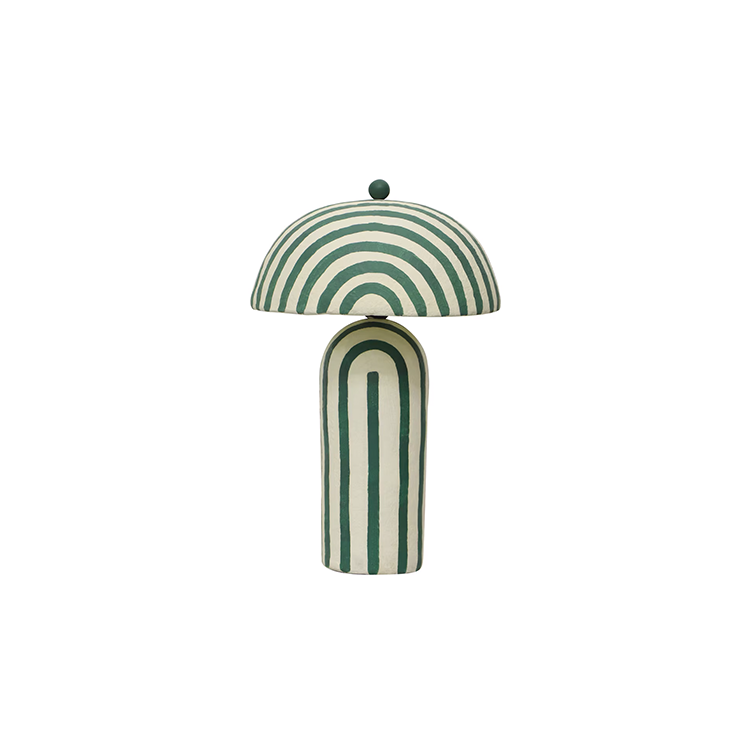Mai Mache Table Lamp, Dark Green