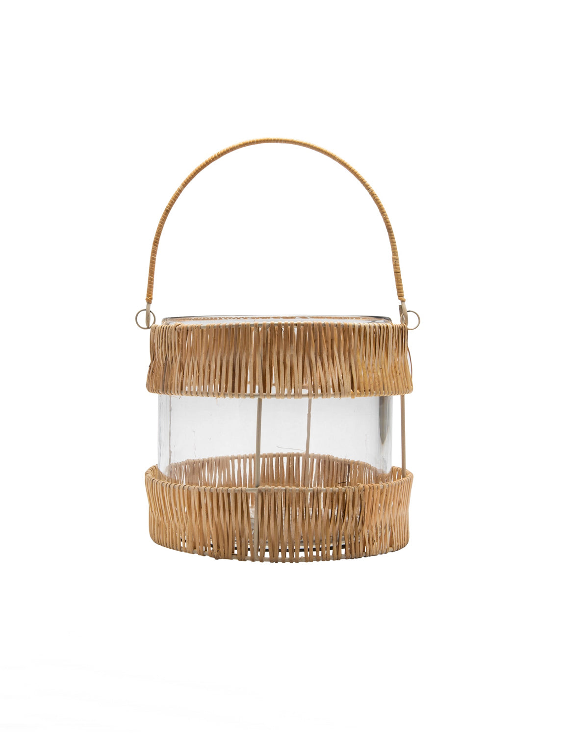 Glass Bamboo Hurricane W/ Handle,small