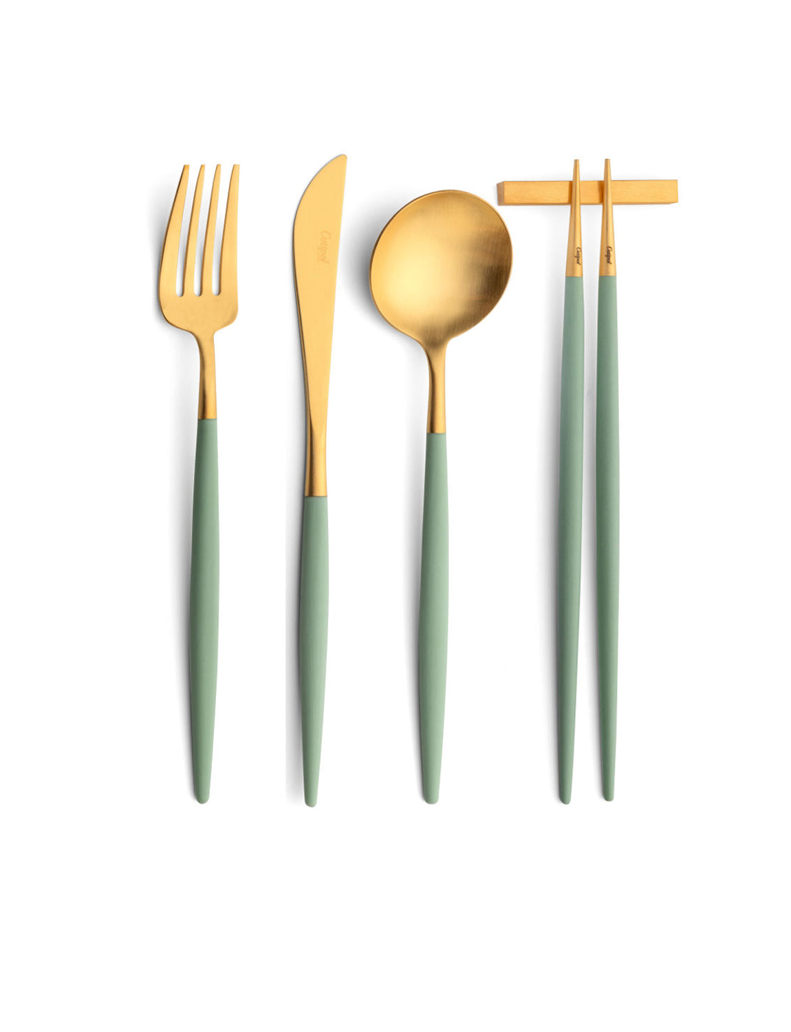 Cutipol Goa Flatware, celadon/gold