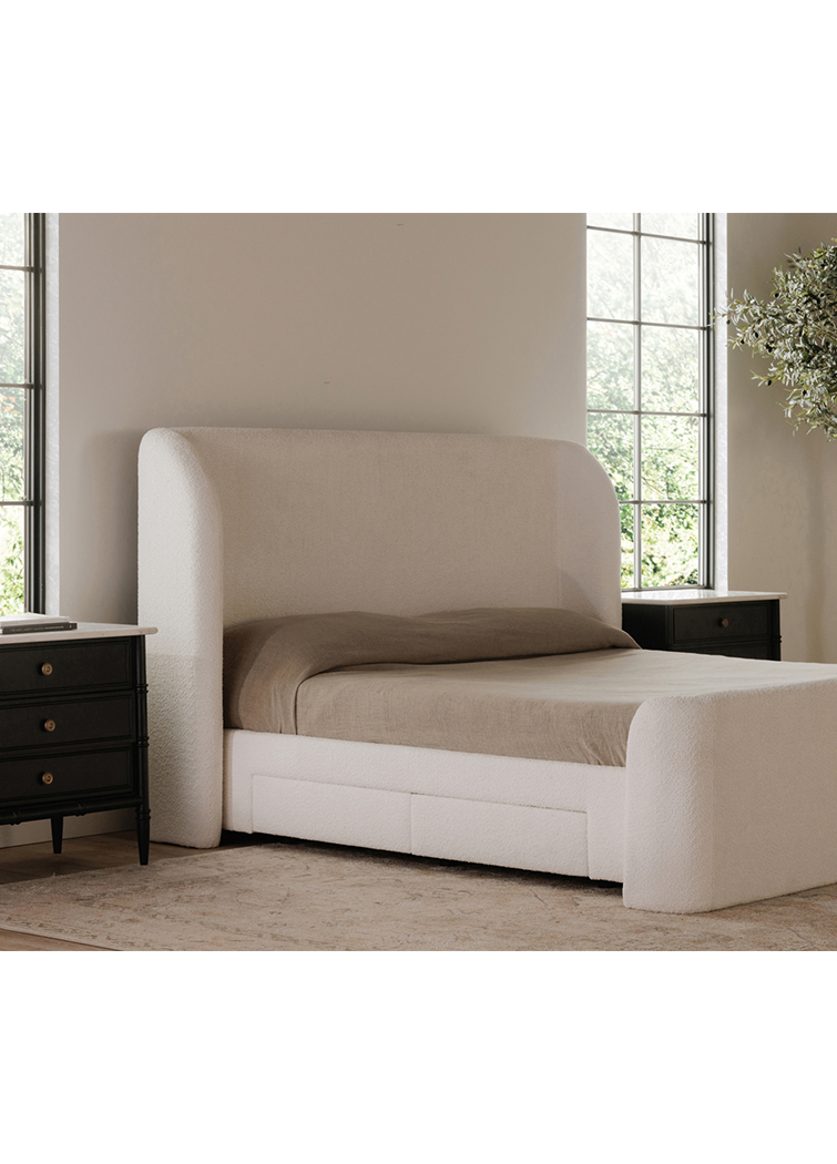 Lyra Queen Bed,cream