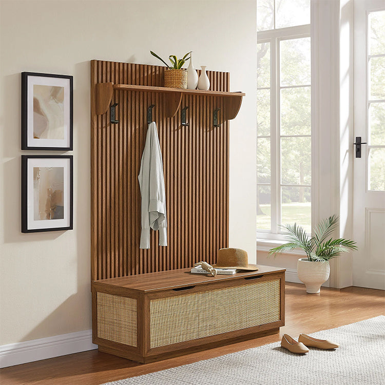 Nona Storage Bench and Coat Rack, walnut