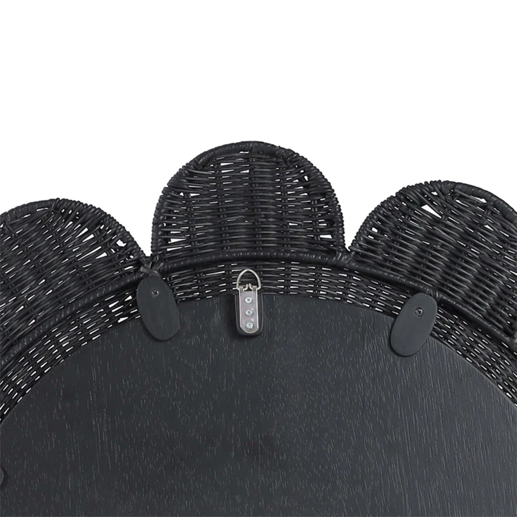 Coraline Rattan Round Wall Mirror, Black