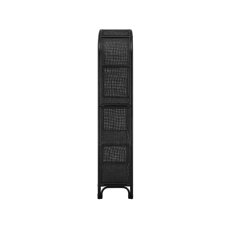 Celetial Arched Natural Rattan Bookshelf, Black