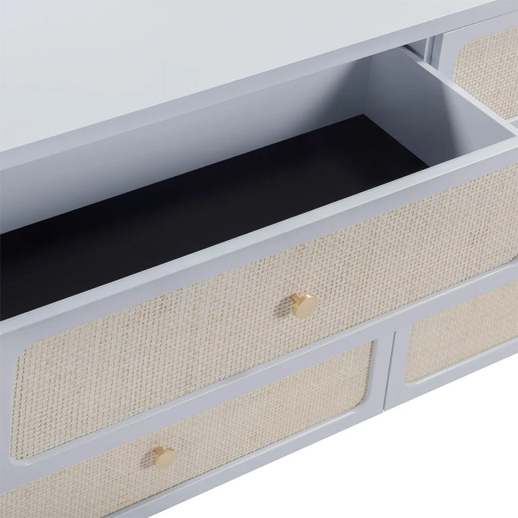 Pattie Rattan 6 Drawer Dresser, Blue