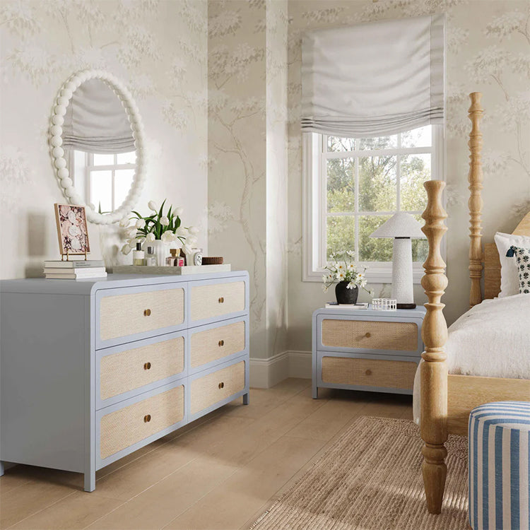 Pattie Rattan 6 Drawer Dresser, Blue