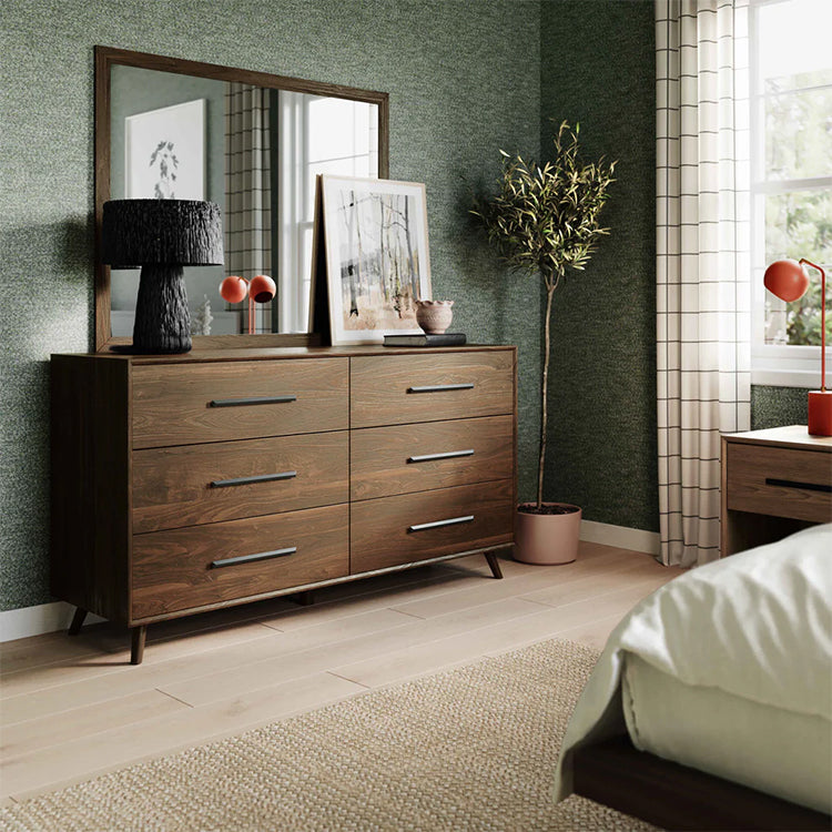 Emerie 62" Walnut 6-Drawer Dresser