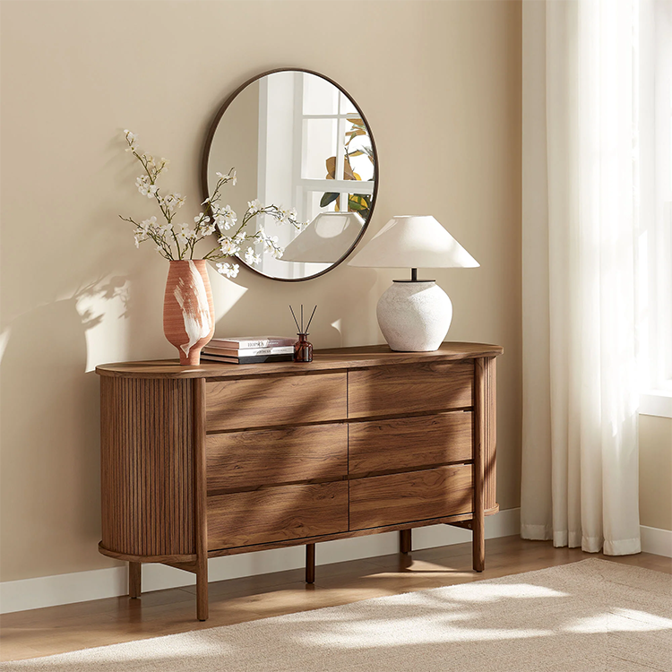 Flute Cadence Dresser, Walnut