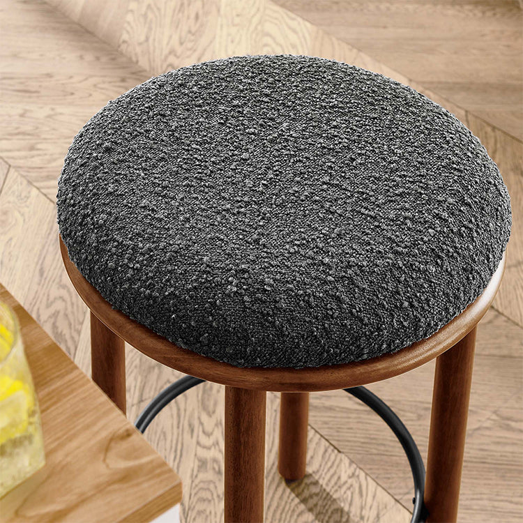 Pebble Boucle Walnut Charcoal Counter Stools, Set of 2