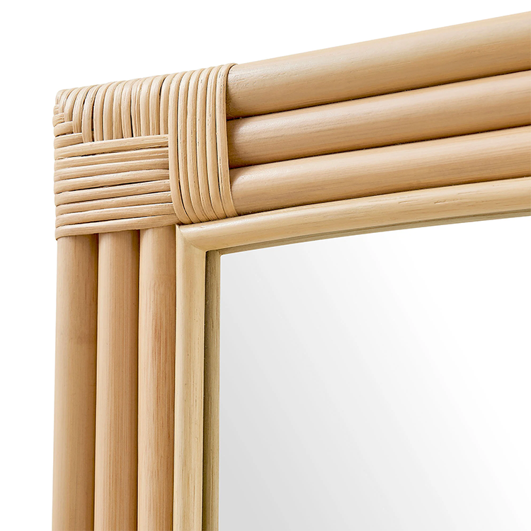Corsie Curved Rectangle Rattan Wall Mirror, Natural