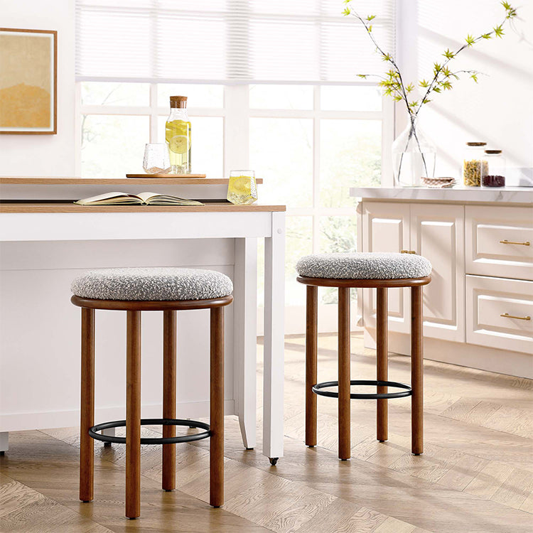 Pebble Boucle Walnut TaupeCounter Stools, Set of 2