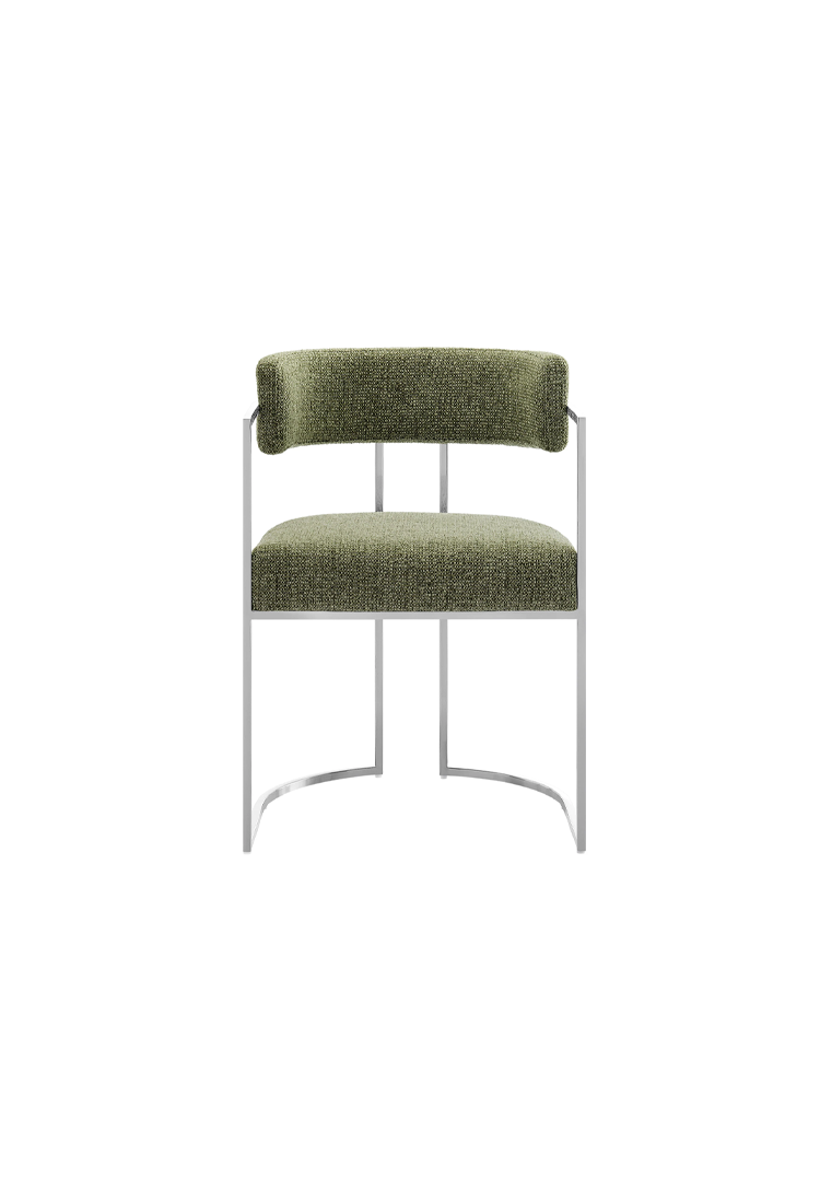 Ardenza Curved Back Fabric and Metal Dining Chair,Silver Leaf