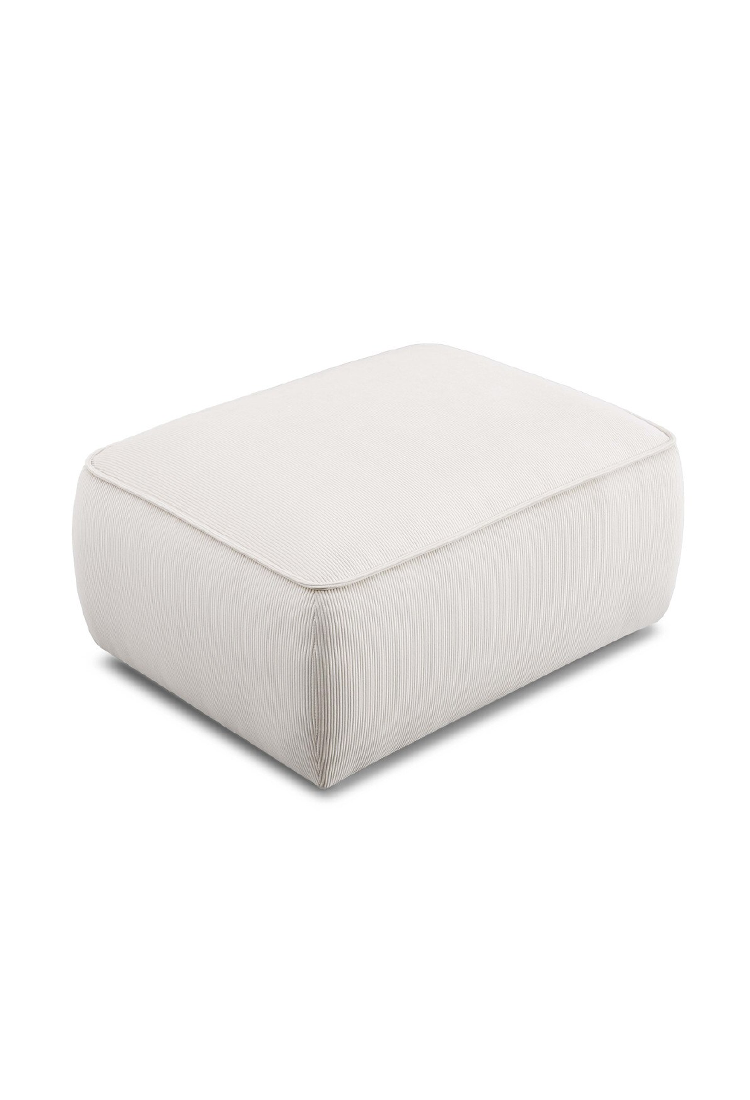 Syntara Velvet Ottoman, White Sand