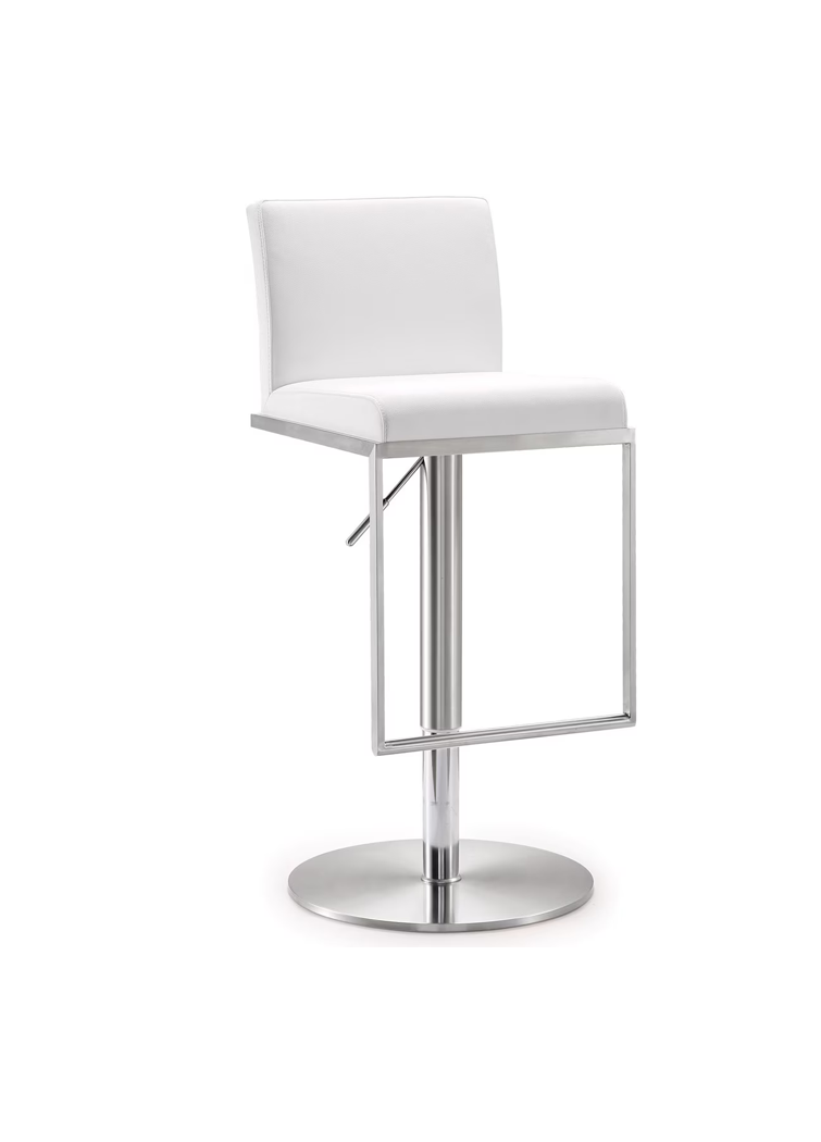 Albert WHT Vegan Leather Adjustable Stool